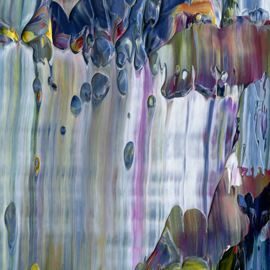 Positive Mental Platitude E5 is an abstract oil-on-canvas artwork, a fractal of its parent painting Positive Mental Platitude created by Anna Judd for the Scales Collection.