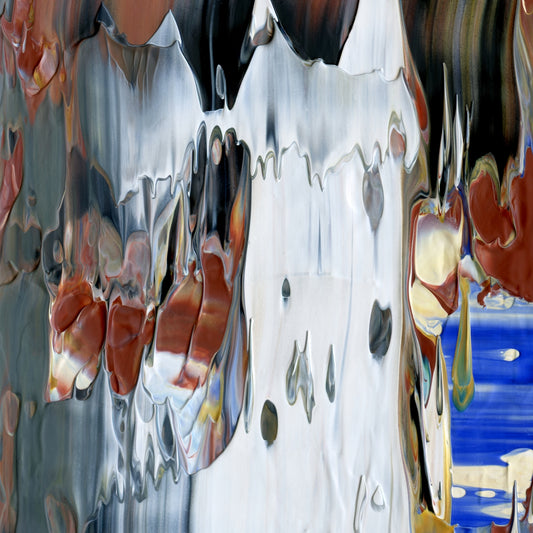 Posthumous Street Cred C1 is an abstract oil-on-canvas artwork, a fractal of its parent painting Posthumous Street Cred created by Anna Judd for the Scales Collection.