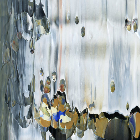 Posthumous Street Cred E1 is an abstract oil-on-canvas artwork, a fractal of its parent painting Posthumous Street Cred created by Anna Judd for the Scales Collection.