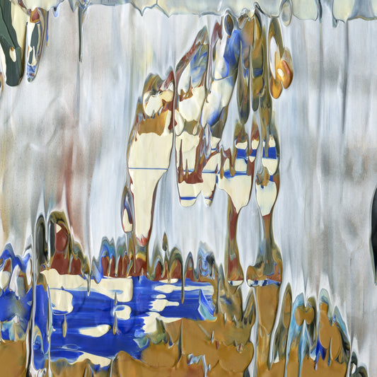 Posthumous Street Cred E3 is an abstract oil-on-canvas artwork, a fractal of its parent painting Posthumous Street Cred created by Anna Judd for the Scales Collection.