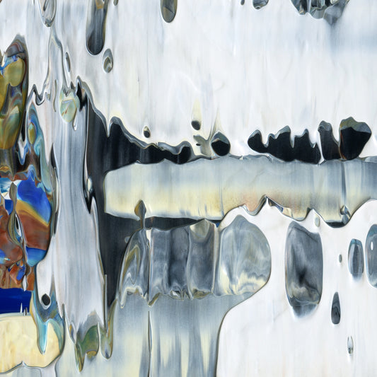 Posthumous Street Cred F4 is an abstract oil-on-canvas artwork, a fractal of its parent painting Posthumous Street Cred created by Anna Judd for the Scales Collection.