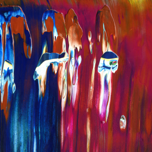 Psilocybin Breakfast A4 is an abstract oil-on-canvas artwork, a fractal of its parent painting Psilocybin Breakfast created by Anna Judd for the Scales Collection.