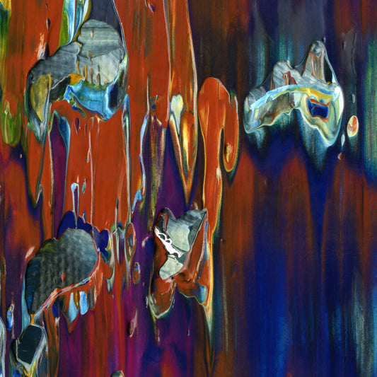 Psilocybin Breakfast C1 is an abstract oil-on-canvas artwork, a fractal of its parent painting Psilocybin Breakfast created by Anna Judd for the Scales Collection.