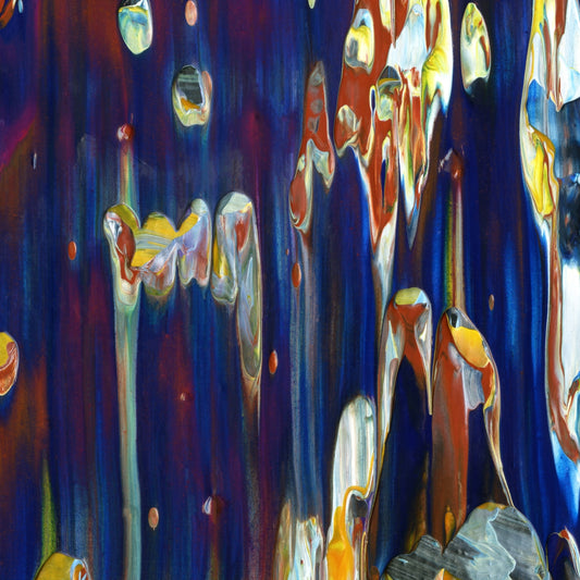 Psilocybin Breakfast C3 is an abstract oil-on-canvas artwork, a fractal of its parent painting Psilocybin Breakfast created by Anna Judd for the Scales Collection.