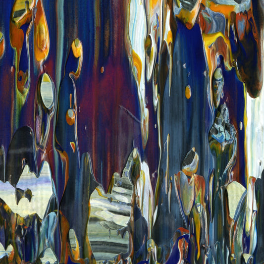 Psilocybin Breakfast D3 is an abstract oil-on-canvas artwork, a fractal of its parent painting Psilocybin Breakfast created by Anna Judd for the Scales Collection.