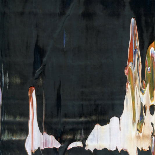 Quadratic Ice Cream Parlor B1 is an abstract oil-on-canvas artwork, a fractal of its parent painting Quadratic Ice Cream Parlor created by Anna Judd for the Scales Collection.