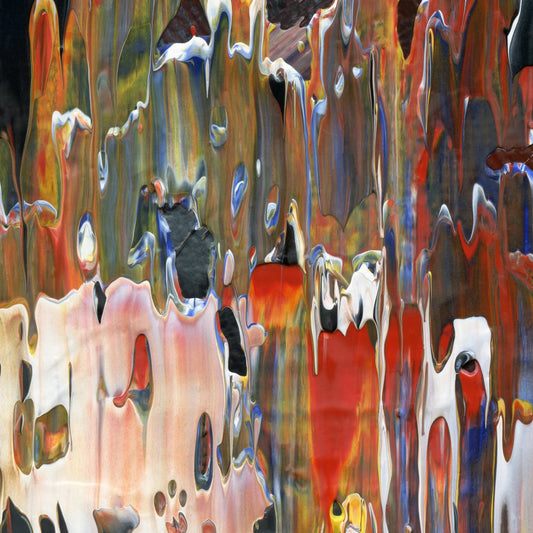 Quadratic Ice Cream Parlor B2 is an abstract oil-on-canvas artwork, a fractal of its parent painting Quadratic Ice Cream Parlor created by Anna Judd for the Scales Collection.