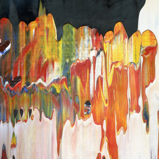 Quadratic Ice Cream Parlor B3 is an abstract oil-on-canvas artwork, a fractal of its parent painting Quadratic Ice Cream Parlor created by Anna Judd for the Scales Collection.