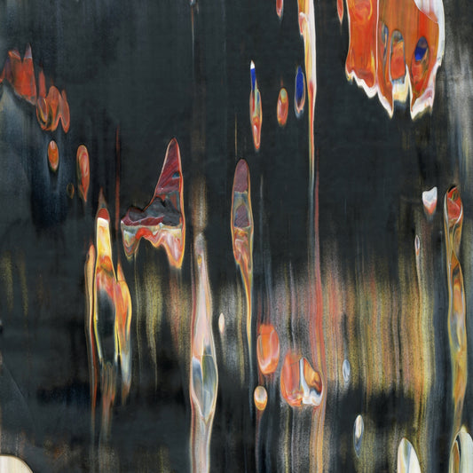 Quadratic Ice Cream Parlor D3 is an abstract oil-on-canvas artwork, a fractal of its parent painting Quadratic Ice Cream Parlor created by Anna Judd for the Scales Collection.
