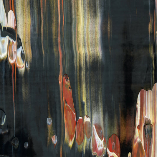 Quadratic Ice Cream Parlor E4 is an abstract oil-on-canvas artwork, a fractal of its parent painting Quadratic Ice Cream Parlor created by Anna Judd for the Scales Collection.