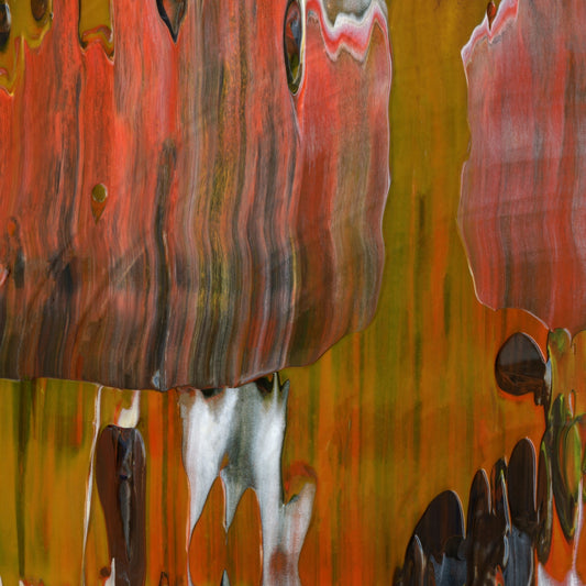 Resurrect Repeat B2 is an abstract oil-on-canvas artwork, a fractal of its parent painting Resurrect Repeat created by Anna Judd for the Scales Collection.