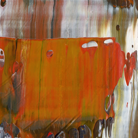 Resurrect Repeat E4 is an abstract oil-on-canvas artwork, a fractal of its parent painting Resurrect Repeat created by Anna Judd for the Scales Collection.