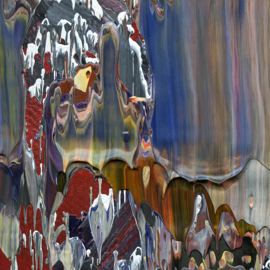 River Hitchhike E1 is an abstract oil-on-canvas artwork, a fractal of its parent painting River Hitchhike created by Anna Judd for the Scales Collection.