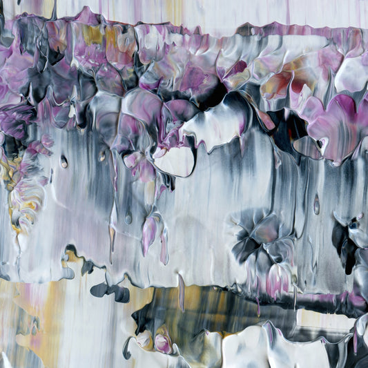 Self Destructing Manifestation E1 is an abstract oil-on-canvas artwork, a fractal of its parent painting Self Destructing Manifestation created by Anna Judd for the Scales Collection.