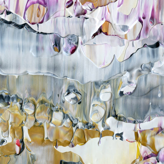 Self Destructing Manifestation F3 is an abstract oil-on-canvas artwork, a fractal of its parent painting Self Destructing Manifestation created by Anna Judd for the Scales Collection.
