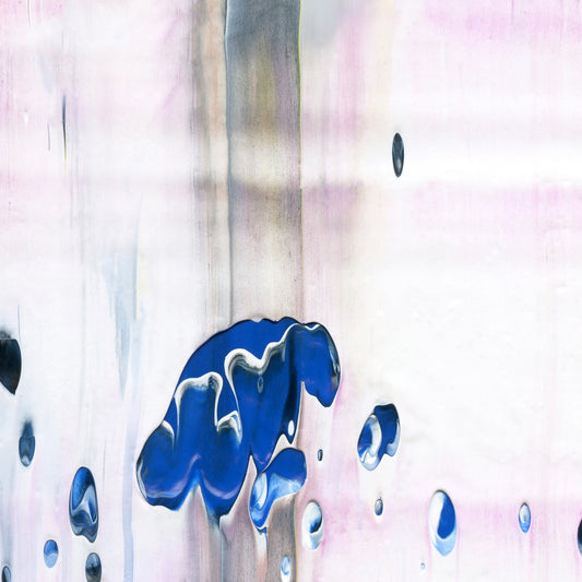Skipping Stones with Mary Magdalene A3 is an abstract oil-on-canvas artwork, a fractal of its parent painting Skipping Stones with Mary Magdalene created by Anna Judd for the Scales Collection.