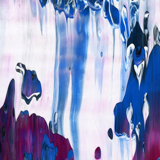 Skipping Stones with Mary Magdalene B2 is an abstract oil-on-canvas artwork, a fractal of its parent painting Skipping Stones with Mary Magdalene created by Anna Judd for the Scales Collection.