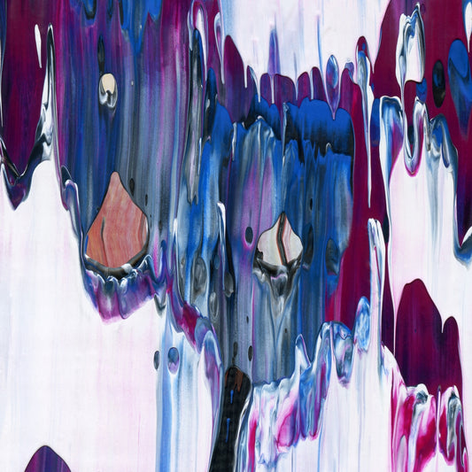 Skipping Stones with Mary Magdalene C2 is an abstract oil-on-canvas artwork, a fractal of its parent painting Skipping Stones with Mary Magdalene created by Anna Judd for the Scales Collection.