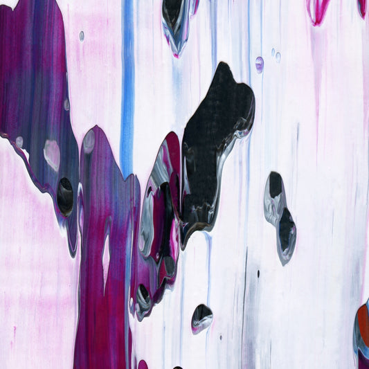 Skipping Stones with Mary Magdalene D2 is an abstract oil-on-canvas artwork, a fractal of its parent painting Skipping Stones with Mary Magdalene created by Anna Judd for the Scales Collection.