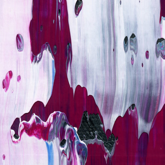 Skipping Stones with Mary Magdalene E2 is an abstract oil-on-canvas artwork, a fractal of its parent painting Skipping Stones with Mary Magdalene created by Anna Judd for the Scales Collection.