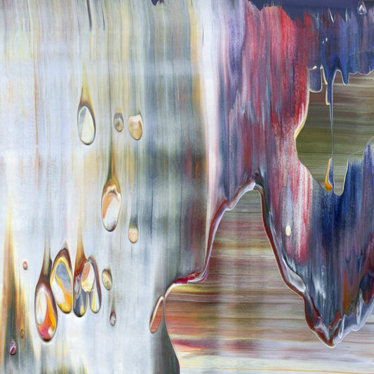 Skydiving with Icarus A3 is an abstract oil-on-canvas artwork, a fractal of its parent painting Skydiving with Icarus created by Anna Judd for the Scales Collection.