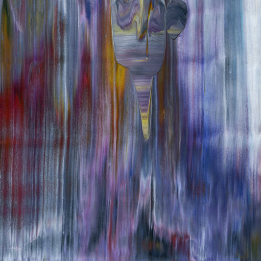 Skydiving with Icarus E7 is an abstract oil-on-canvas artwork, a fractal of its parent painting Skydiving with Icarus created by Anna Judd for the Scales Collection.