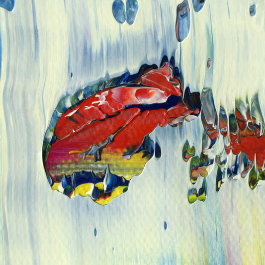 Smuggling Moon Crust E1 is an abstract oil-on-canvas artwork, a fractal of its parent painting Smuggling Moon Crust created by Anna Judd for the Scales Collection.