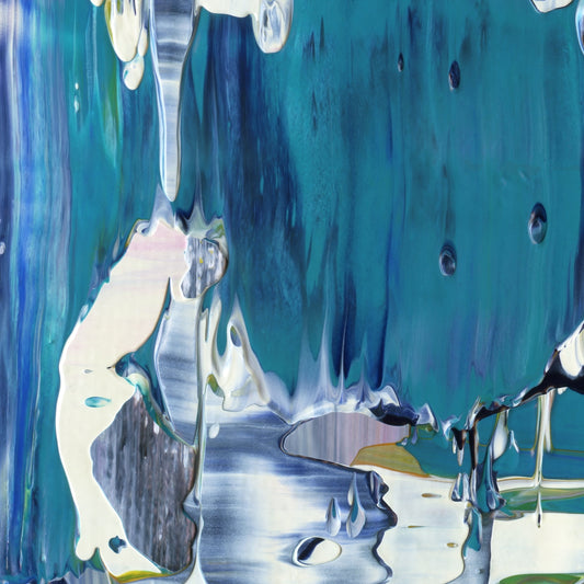 Some Humans Like Tubas F1 is an abstract oil-on-canvas artwork, a fractal of its parent painting Some Humans Like Tubas created by Anna Judd for the Scales Collection.
