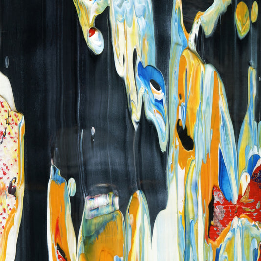 Sorrow Of Sancho D4 is an abstract oil-on-canvas artwork, a fractal of its parent painting Sorrow Of Sancho created by Anna Judd for the Scales Collection.