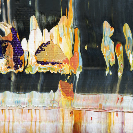 Sorrow Of Sancho E1 is an abstract oil-on-canvas artwork, a fractal of its parent painting Sorrow Of Sancho created by Anna Judd for the Scales Collection.