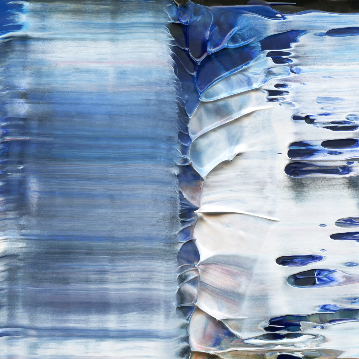 Spiritual Wipeout A2 is an abstract oil-on-canvas artwork, a fractal of its parent painting Spiritual Wipeout created by Anna Judd for the Scales Collection.
