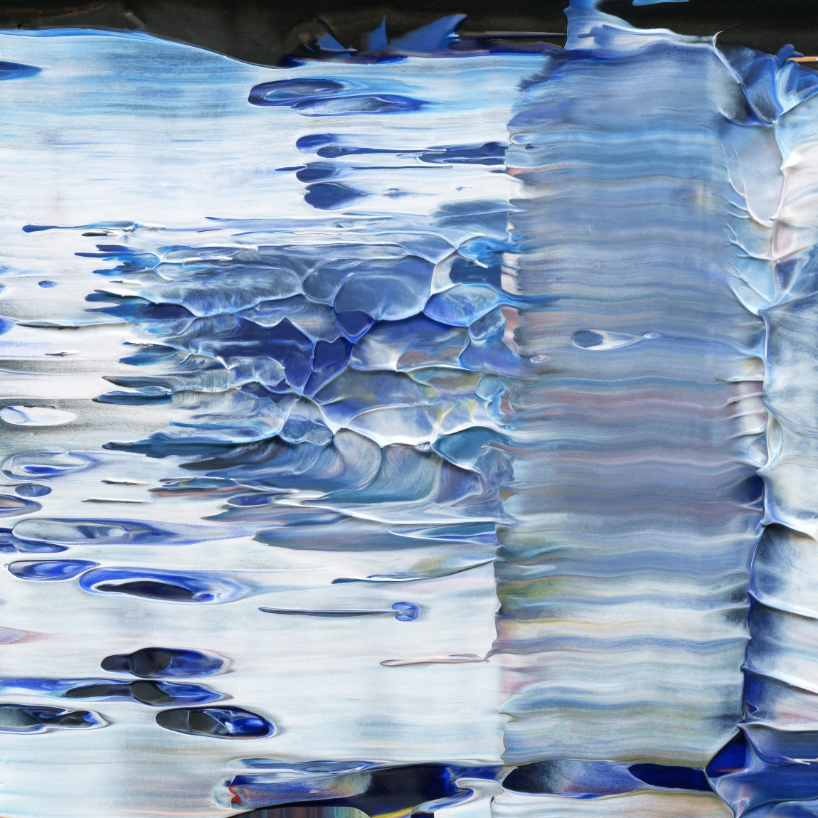 Spiritual Wipeout A3 is an abstract oil-on-canvas artwork, a fractal of its parent painting Spiritual Wipeout created by Anna Judd for the Scales Collection.