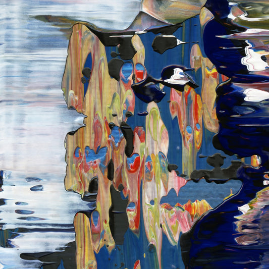 Spiritual Wipeout B2 is an abstract oil-on-canvas artwork, a fractal of its parent painting Spiritual Wipeout created by Anna Judd for the Scales Collection.