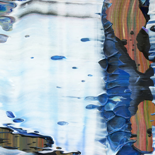 Spiritual Wipeout D4 is an abstract oil-on-canvas artwork, a fractal of its parent painting Spiritual Wipeout created by Anna Judd for the Scales Collection.
