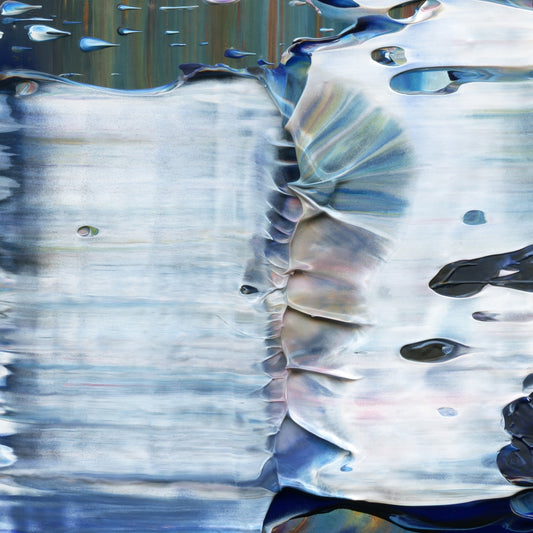 Spiritual Wipeout E2 is an abstract oil-on-canvas artwork, a fractal of its parent painting Spiritual Wipeout created by Anna Judd for the Scales Collection.