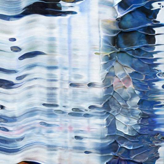 Spiritual Wipeout E4 is an abstract oil-on-canvas artwork, a fractal of its parent painting Spiritual Wipeout created by Anna Judd for the Scales Collection.