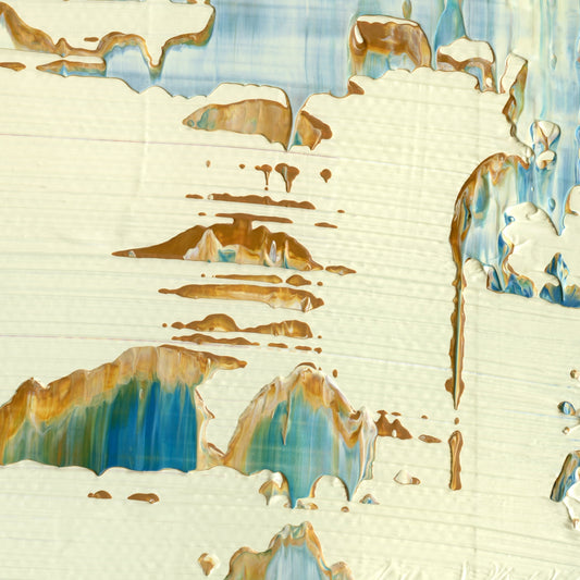 Stumbling Into Sand Dunes D4 is an abstract oil-on-canvas artwork, a fractal of its parent painting Stumbling Into Sand Dunes created by Anna Judd for the Scales Collection.