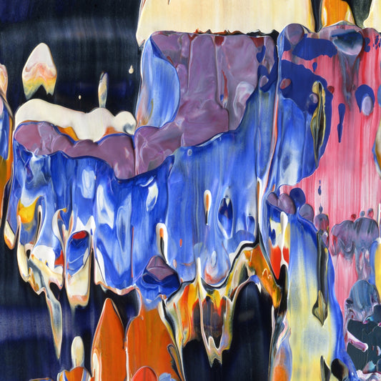 Taoists Don't Know Shit C5 is an abstract oil-on-canvas artwork, a fractal of its parent painting Taoists Don't Know Shit created by Anna Judd for the Scales Collection.