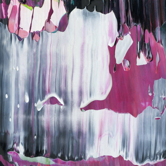 Three Years A Peony A4 is an abstract oil-on-canvas artwork, a fractal of its parent painting Three Years A Peony created by Anna Judd for the Scales Collection.