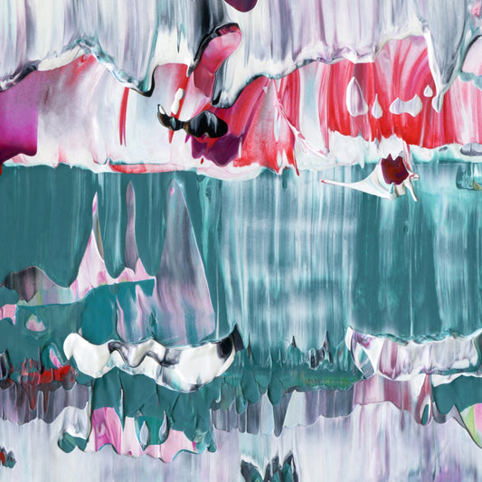 Three Years A Peony E2 is an abstract oil-on-canvas artwork, a fractal of its parent painting Three Years A Peony created by Anna Judd for the Scales Collection.