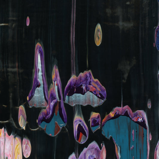 Transcendent Ravens B4 is an abstract oil-on-canvas artwork, a fractal of its parent painting Transcendent Ravens created by Anna Judd for the Scales Collection.