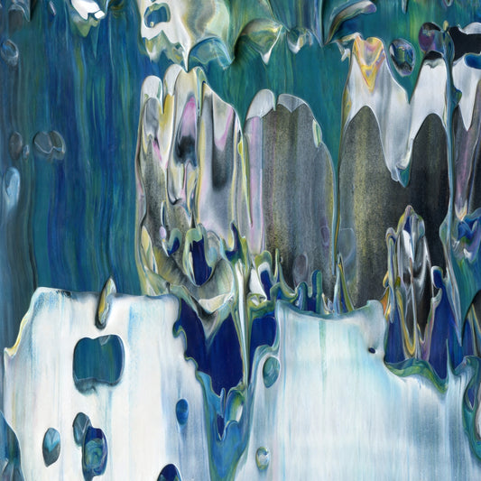Try Hard, Die Hard E1 is an abstract oil-on-canvas artwork, a fractal of its parent painting Try Hard, Die Hard created by Anna Judd for the Scales Collection.