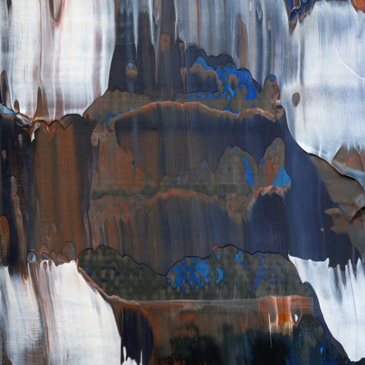 Under Pressure E1 is an abstract oil-on-canvas artwork, a fractal of its parent painting Under Pressure created by Anna Judd for the Scales Collection.