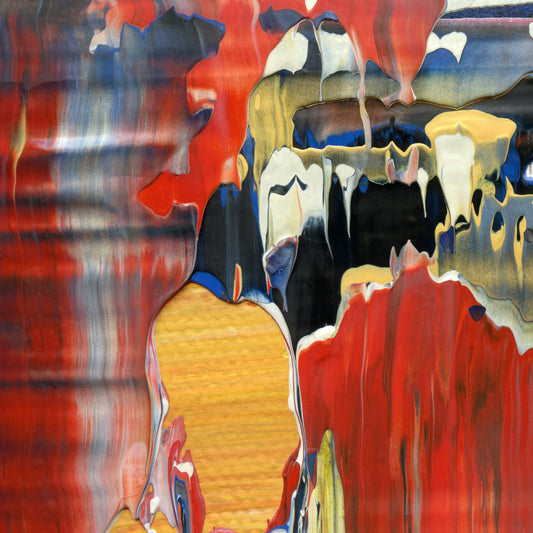 Work Schmerk A1 is an abstract oil-on-canvas artwork, a fractal of its parent painting Work Schmerk created by Anna Judd for the Scales Collection.