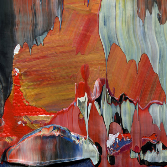 Work Schmerk F1 is an abstract oil-on-canvas artwork, a fractal of its parent painting Work Schmerk created by Anna Judd for the Scales Collection.